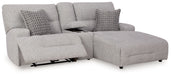 Acklen Place - 4 Pc. - 3-Piece Power Reclining Sectional Sofa With Raf Chaise, Wide Seat Power Recliner - Pewter - Stylish Home Furniture