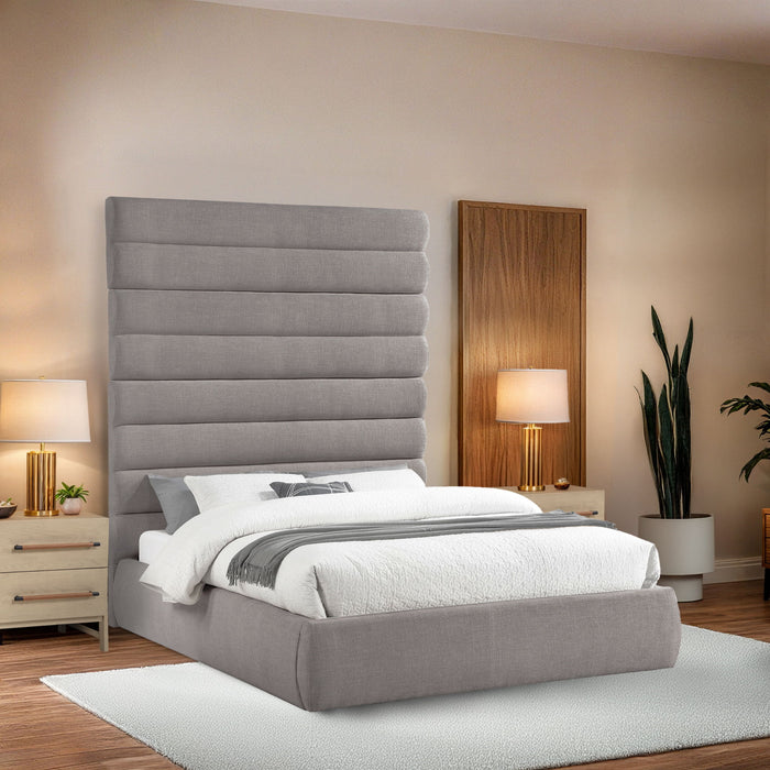 Adam - Linen Fabric Bed With 89" Headboard
