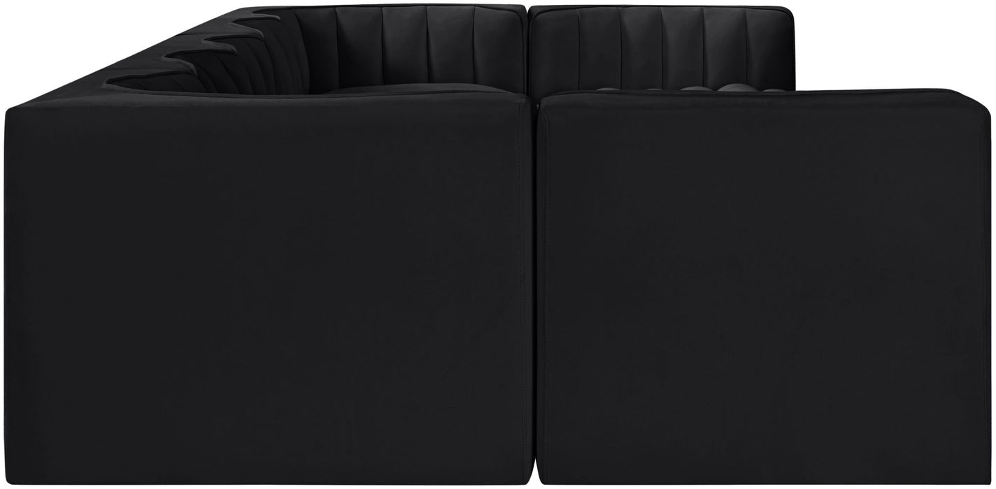 Rummi - Velvet Performance Fabric Upholstered 7 Piece Modular Sectional (With 2 Corner Chairs) - Stylish Home Furniture