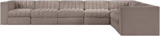 Rummi - Velvet Performance Fabric Upholstered 7 Piece Modular Sectional (With 3 Corner Chairs) - Stylish Home Furniture