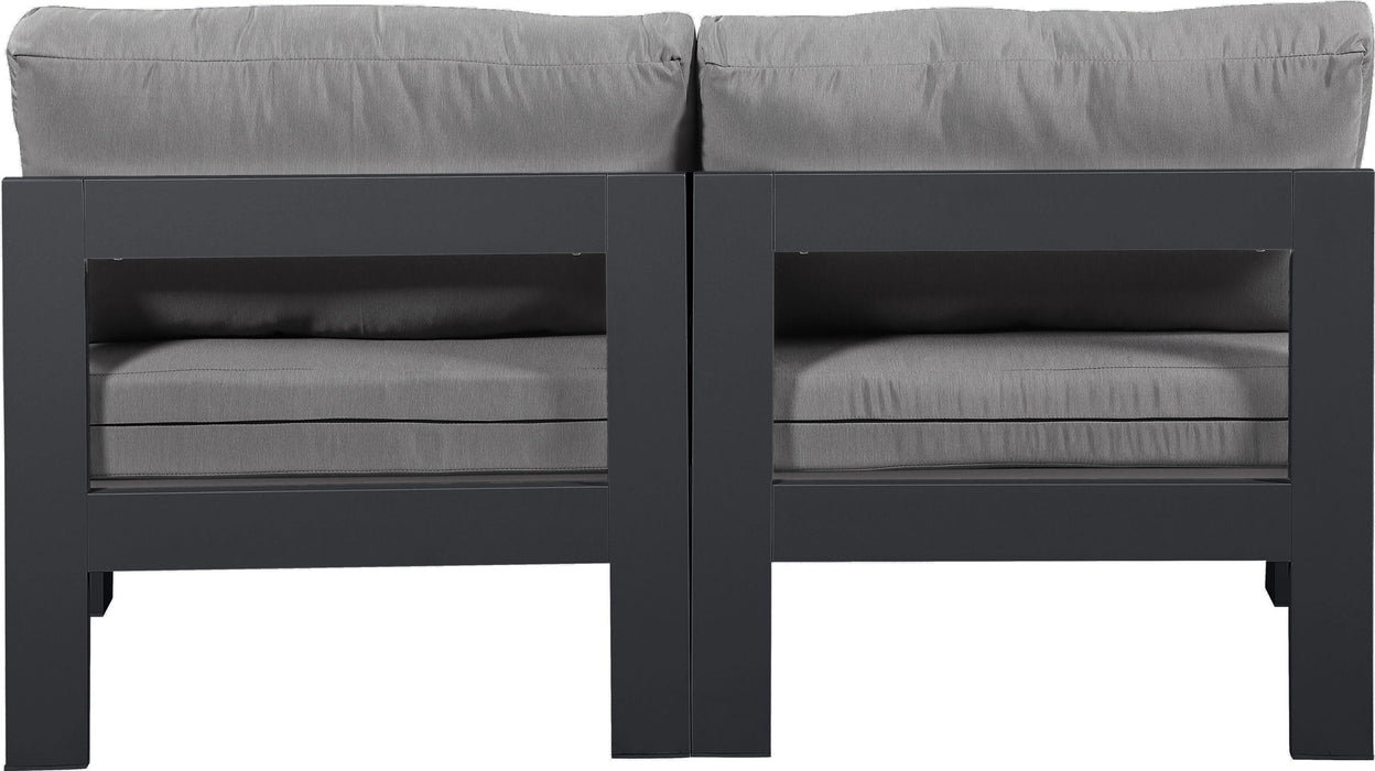 Nizuc - Outdoor Patio 2 Seat Armless Modular Sofa With Gray Frame