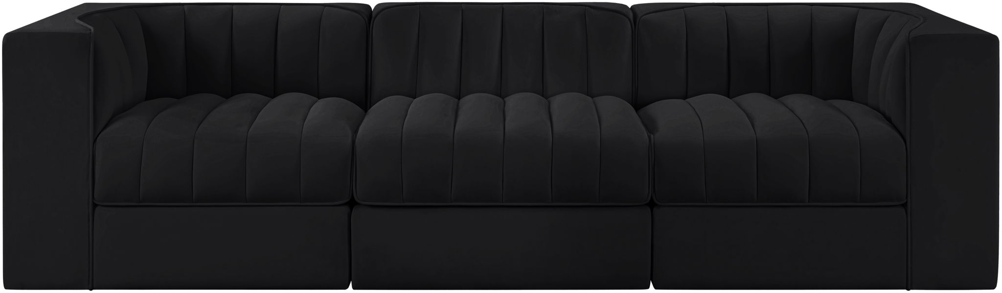 Rummi - Velvet Performance Fabric Upholstered 3 Piece Modular Sofa - Stylish Home Furniture