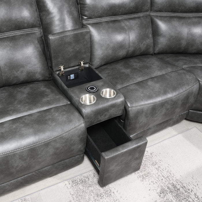 U40 - 6 Piece Power Reclining Sectional (2 Power) - Dark Gray
