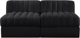 Rummi - Velvet Performance Fabric Upholstered 2 Piece Modular Armless Loveseat - Stylish Home Furniture