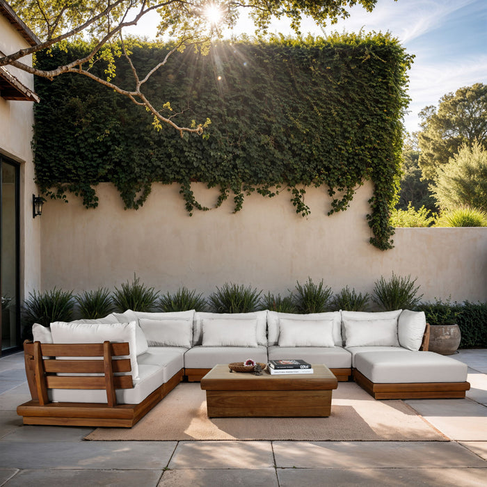 Mirella - 7 Piece Water Resistant Fabric Upholstered Outdoor Patio Modular Sectional