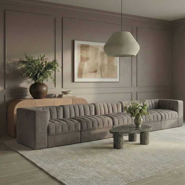 Rummi - Velvet Performance Fabric Upholstered 5 Piece Modular Sofa - Stylish Home Furniture