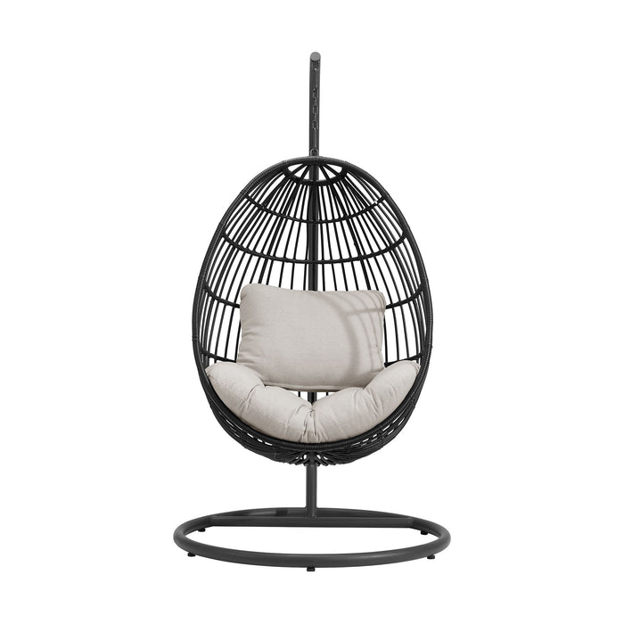 Playa - Swing Egg Chair With Base And Pillar - Dark Gray / Beige - Stylish Home Furniture