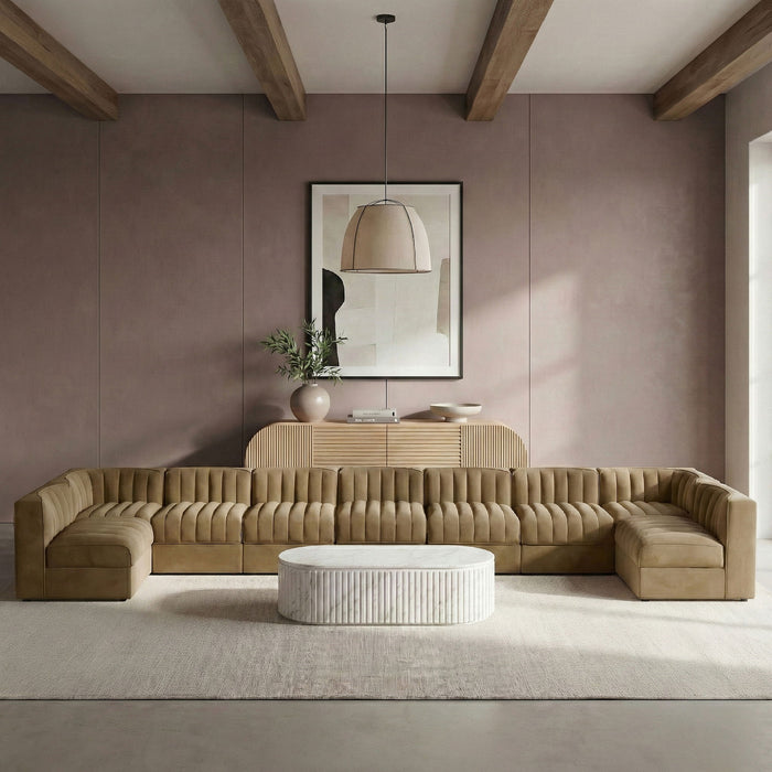 Rummi - Armless Velvet Performance Fabric Upholstered 9 Piece Modular Sectional - Stylish Home Furniture