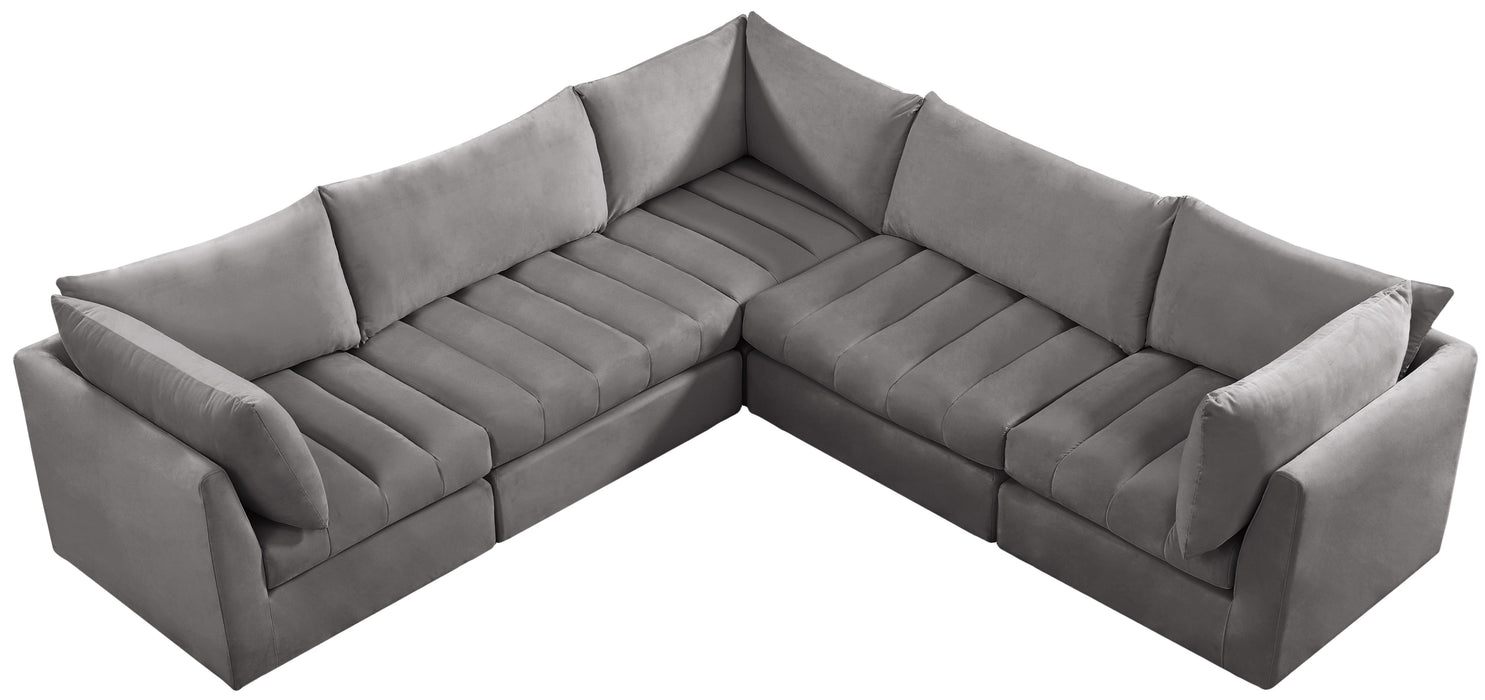 Jacob - Modular Sectional 5 Piece - Grey - Fabric