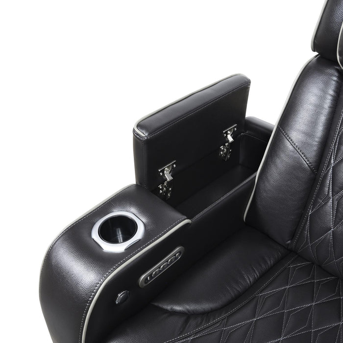 U70 - Power Reclining Loveseat With Power Headrest, Massage, Heat, Ambient Light, Storage Arms / USB - Black