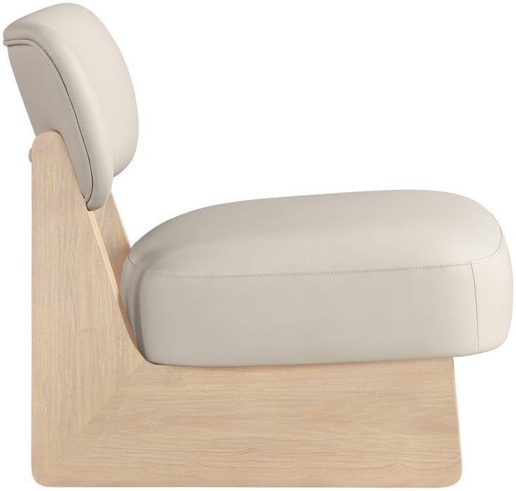 Vetra - Vegan Leather Upholstered Accent Chair With Natural Base - Stylish Home Furniture