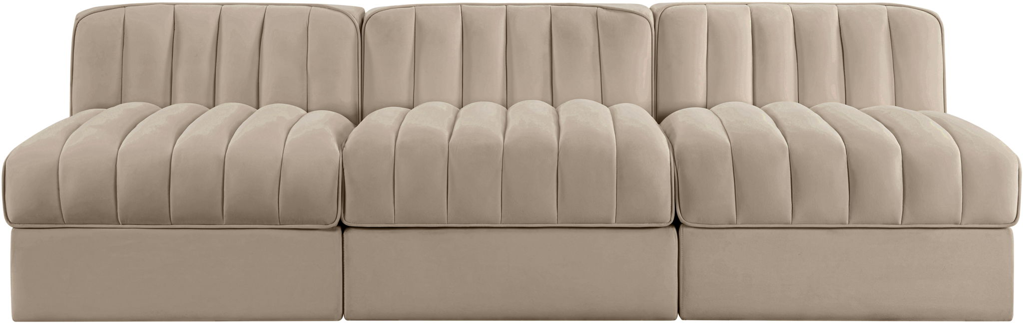 Rummi - Velvet Performance Fabric Upholstered 3 Piece Modular Armless Sofa - Stylish Home Furniture