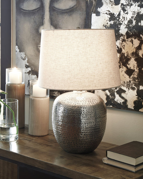 Magalie - Metal Table Lamp  - Antique Silver Finish - Stylish Home Furniture