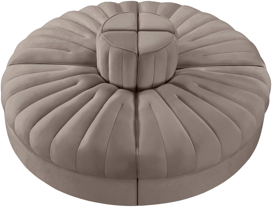 Rummi - Round Velvet Performance Fabric Upholstered 4 Piece Modular Sofa - Stylish Home Furniture