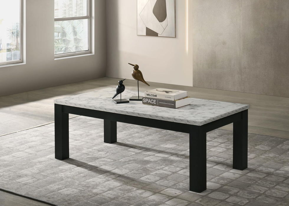 T231 - Melamine Top 3 Piece Table Set (Coffee And 2 End Tables) - Black / White