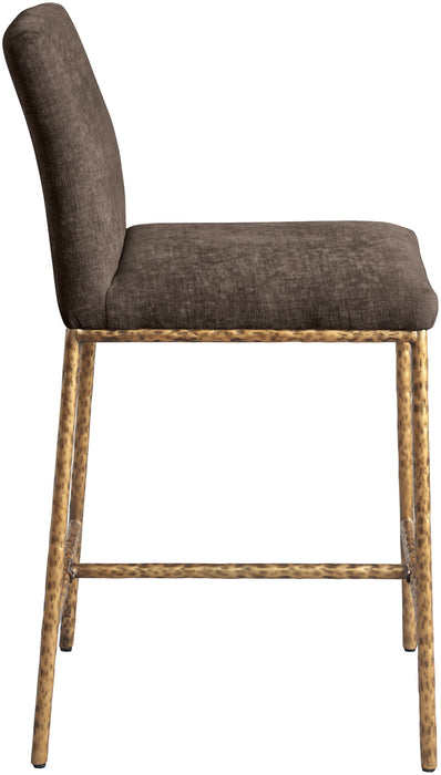 Reeves - Chenille Fabric Upholstered Counter Stool (Set of 2) - Gold Base