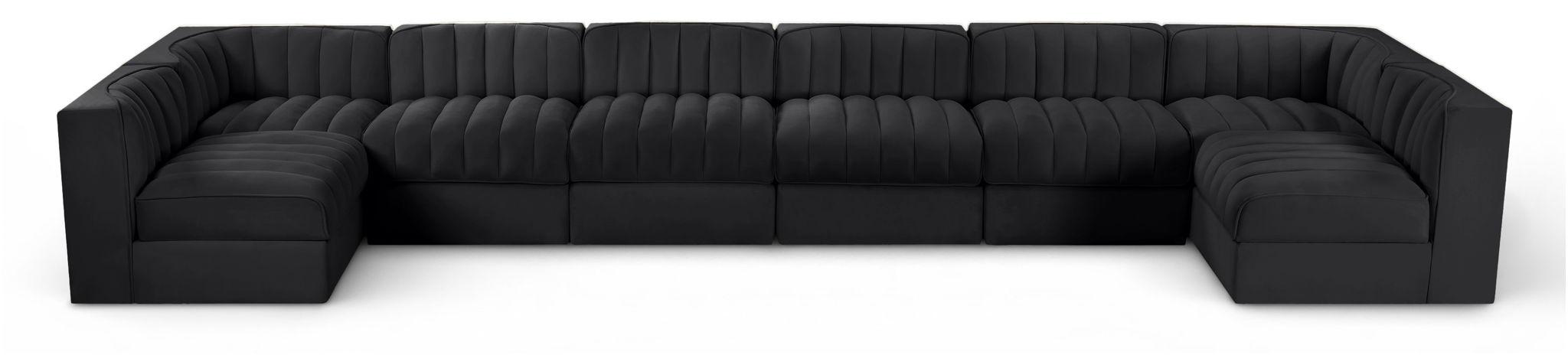 Rummi - Velvet Performance Fabric Upholstered 8 Piece Modular Sectional (With 2 Corner Chairs) - Stylish Home Furniture