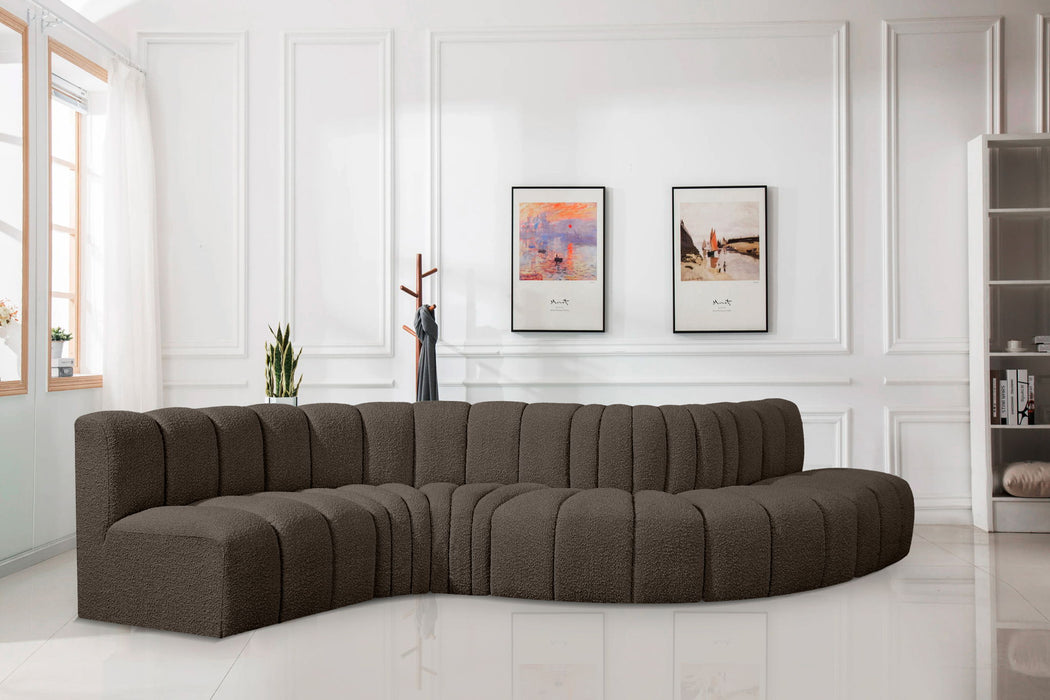 Arc - Boucle Fabric 6 Piece Curved Modular Sofa