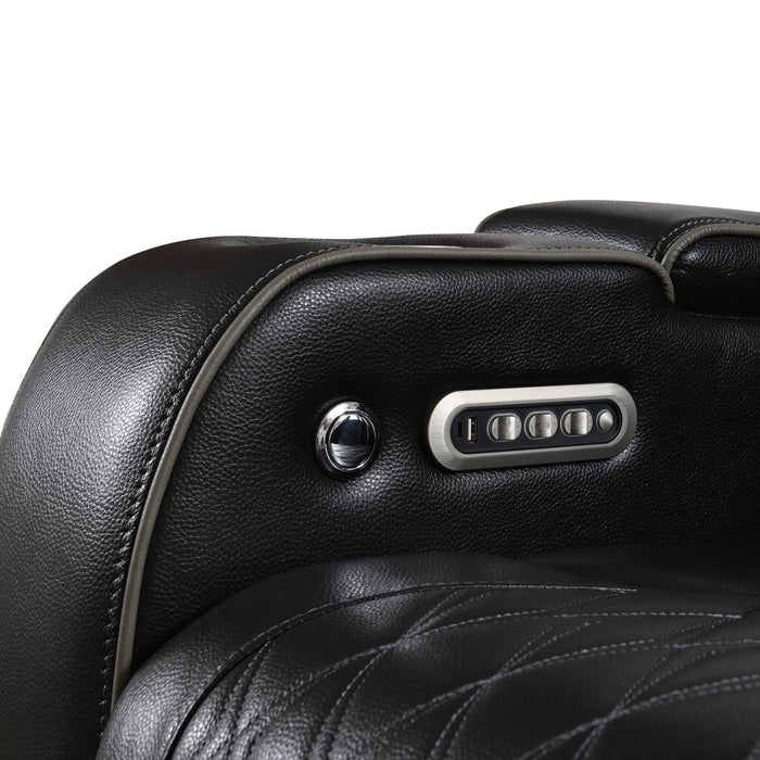 U10 - 3 Piece Power LED Sectional, Power Headrest, Heat, Massage Wireless Charger, And USB - Black