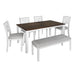 Brooks - 6 Piece Dining Set With Table, 4 Wood Back And Upholstered Seat Chairs, And Bench - Stylish Home Furniture