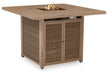 Walton Bridge - 5 Pc. - Square Bar Table W/Fire Pit, 4 Barstools - Driftwood - Stylish Home Furniture