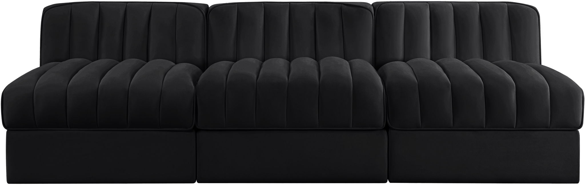 Rummi - Velvet Performance Fabric Upholstered 3 Piece Modular Armless Sofa - Stylish Home Furniture
