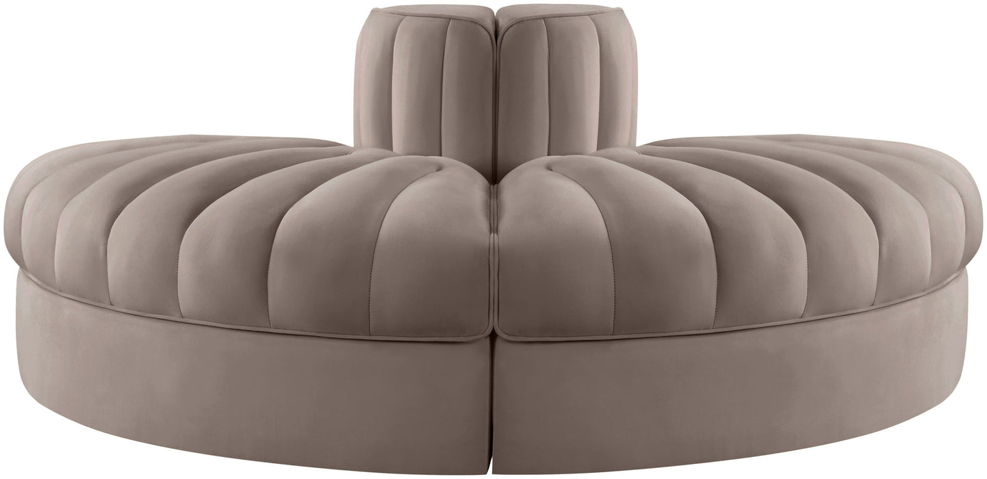 Rummi - Velvet Performance Fabric Upholstered 2 Piece  Rounded Modular Loveseat - Stylish Home Furniture