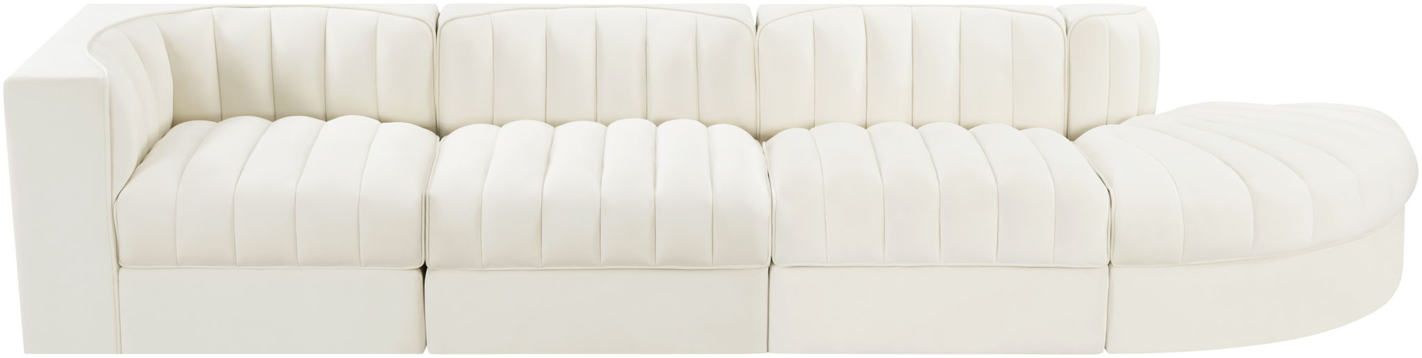 Rummi - Velvet Performance Fabric Upholstered 4 Piece Modular Sectional With Reverse Corner Chair - Stylish Home Furniture