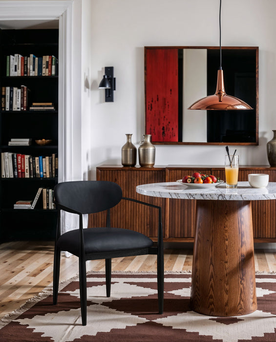 Riccio - Faux Leather Dining Arm Chair (Set of 2) - Black Frame