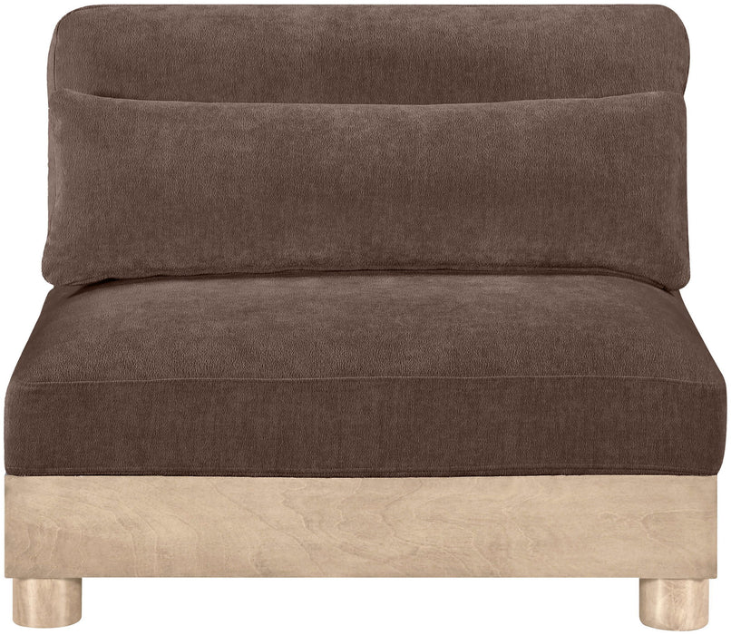 Turin - Chenille Fabric Upholstered Modular Armless Chair - Natural Base - Stylish Home Furniture