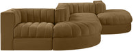 Rummi - Rounded Velvet Performance Fabric Upholstered 6 Piece Modular Sectional - Stylish Home Furniture