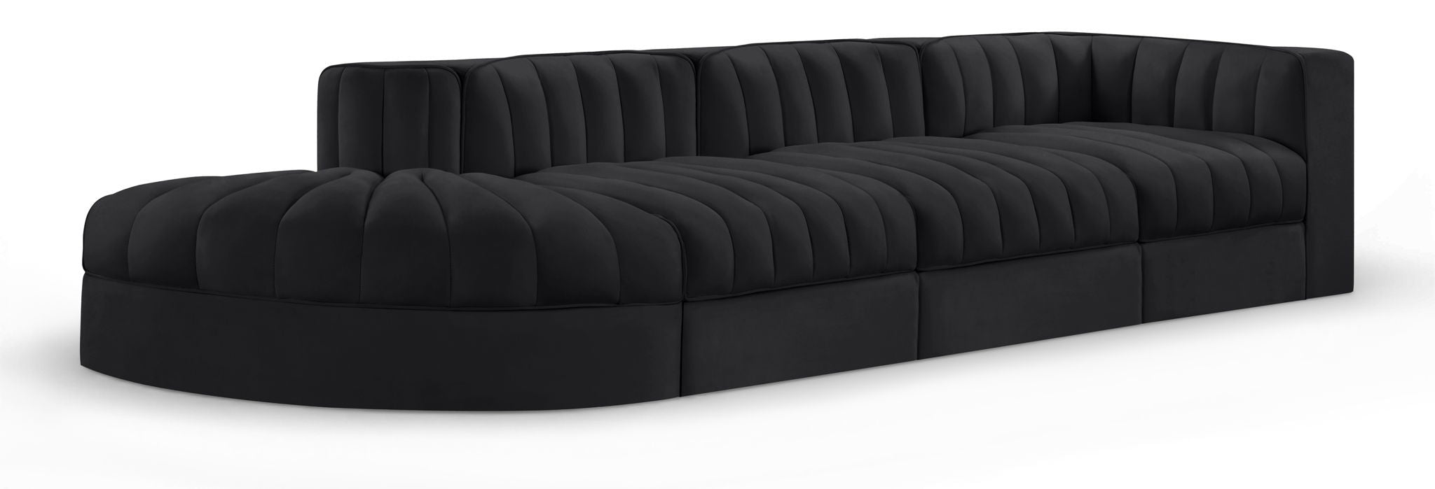 Rummi - Velvet Performance Fabric Upholstered 4 Piece Modular Sectional With Reverse Corner Chair - Stylish Home Furniture