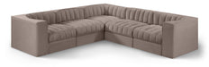 Rummi - Symmetrical Velvet Performance Fabric Upholstered 5 Piece Modular Sectional - Stylish Home Furniture