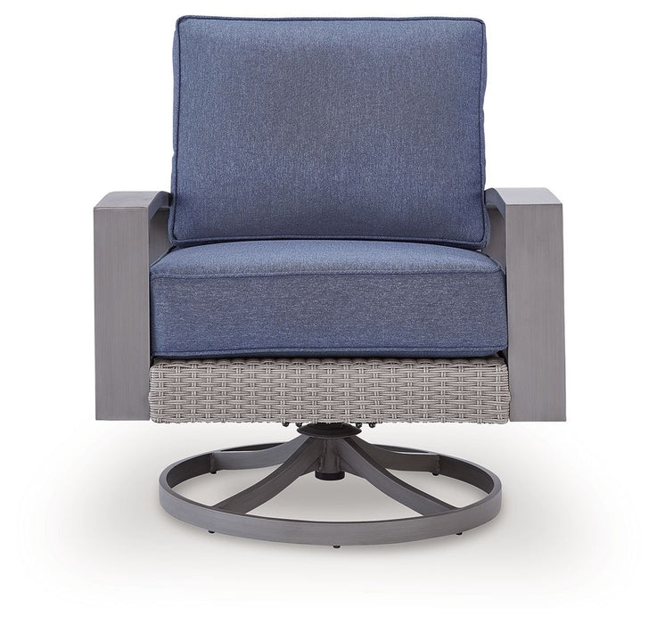 Half Moon Beach - Swivel Lounge With Cushion - Blue / Gray