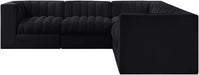Rummi - Symmetrical Velvet Performance Fabric Upholstered 5 Piece Modular Sectional - Stylish Home Furniture