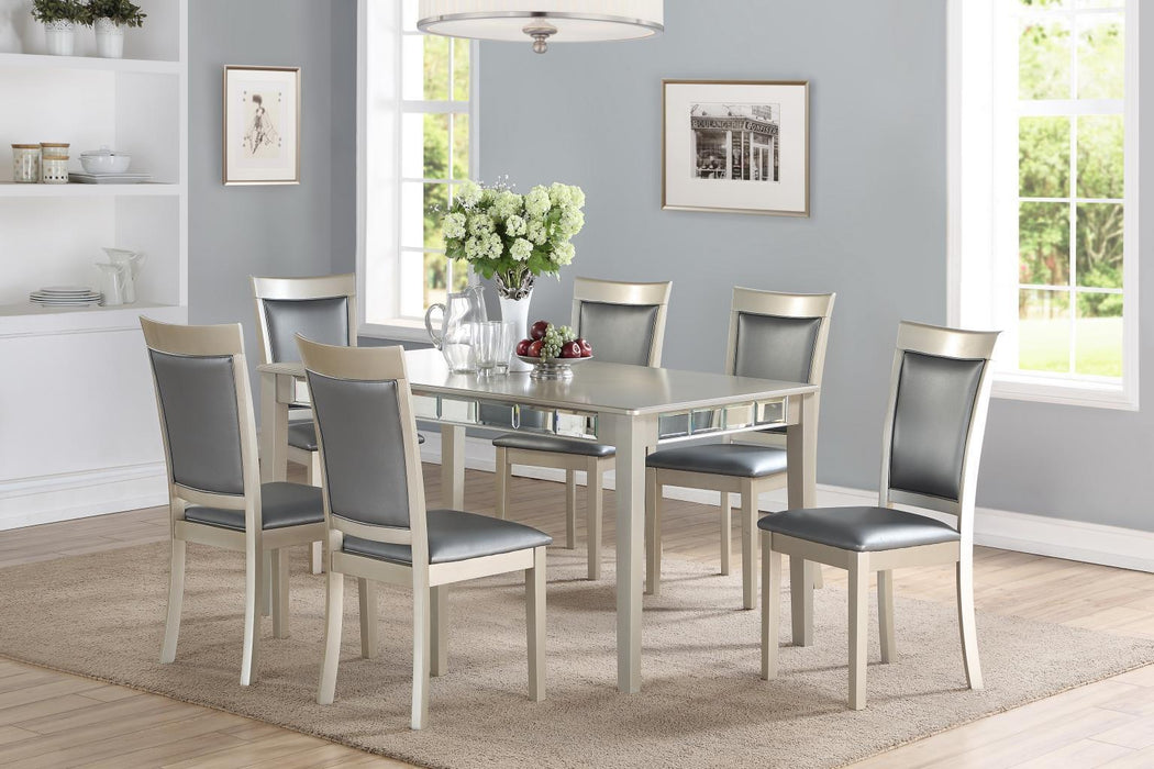 D302-7 - Table & 6 Chairs - Pearl Silver / Gray