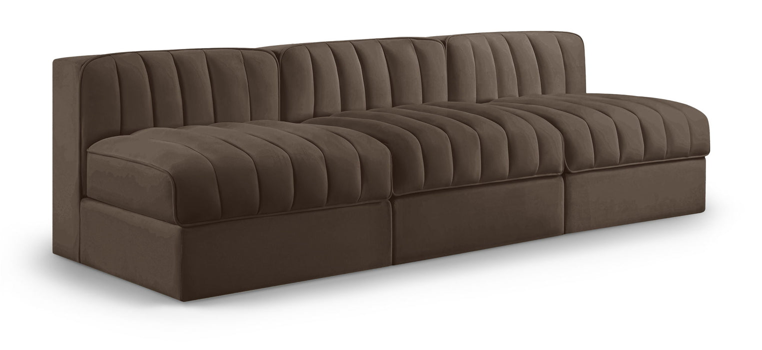 Rummi - Velvet Performance Fabric Upholstered 3 Piece Modular Armless Sofa - Stylish Home Furniture