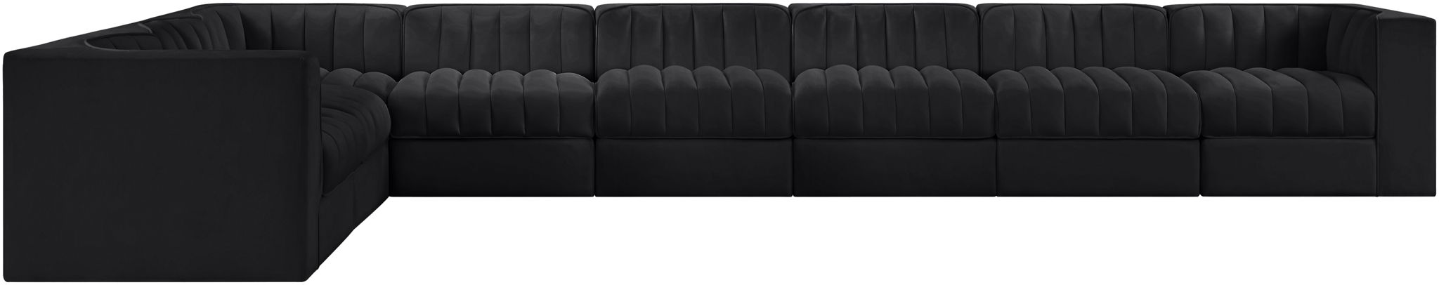 Rummi - Velvet Performance Fabric Upholstered 8 Piece Modular Sectional (With 3 Corner Chairs) - Stylish Home Furniture