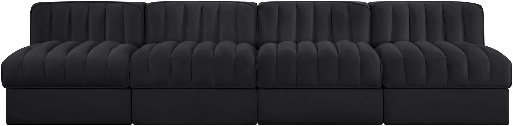 Rummi - Armless Velvet Performance Fabric Upholstered 4 Piece Modular Sofa - Stylish Home Furniture