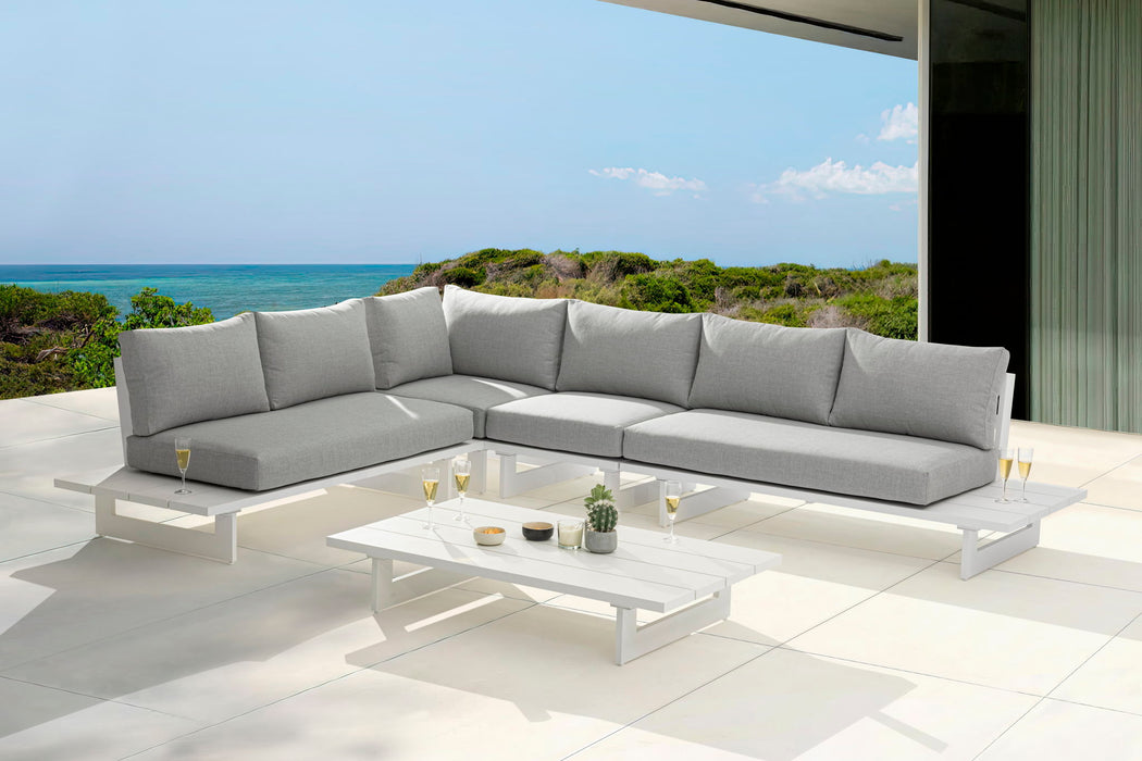 Maldives - 4 Piece Water Resistant Outdoor Patio Modular Sectional With White Base