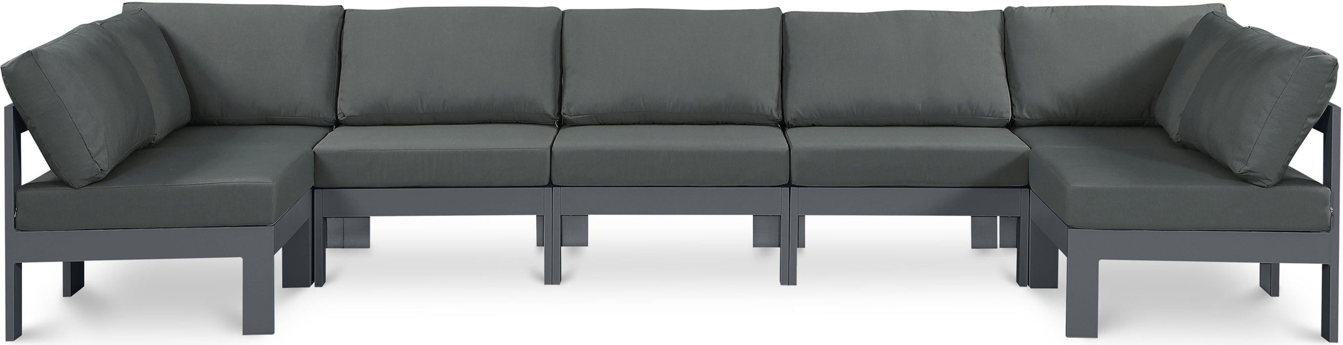 Nizuc - Outdoor Patio 7 Piece Modular Sectional With Gray Frame
