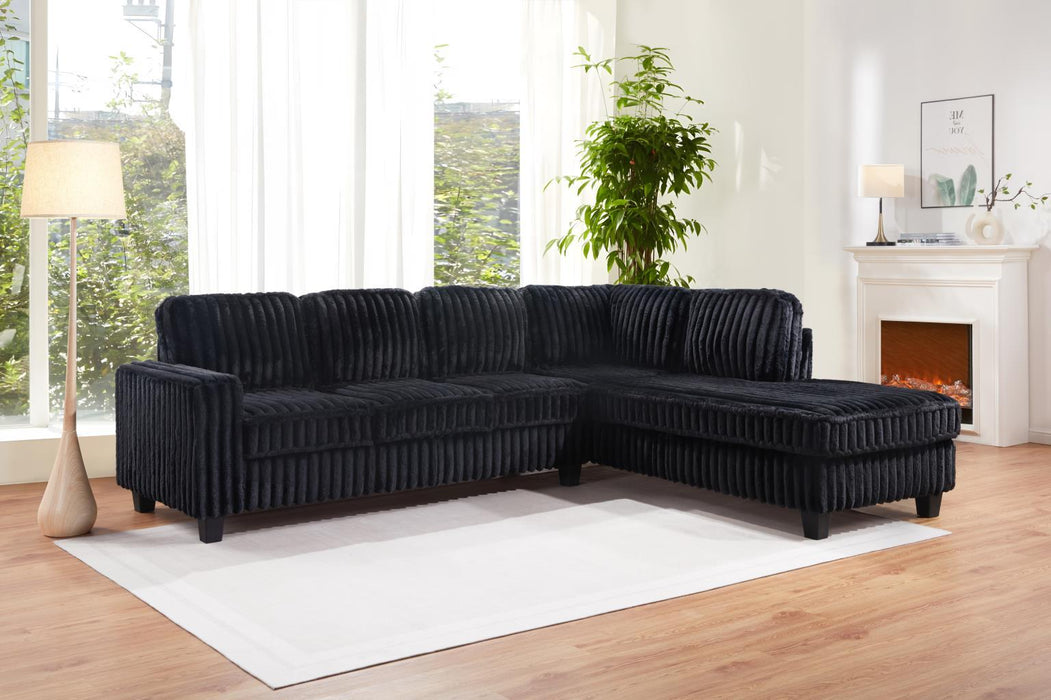 U320 - Corduroy 2 Piece Sectional - Black