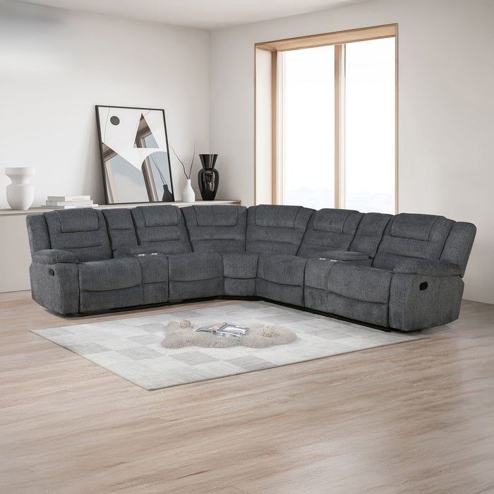 Redondo - 3 Piece Manual Sectional (2 Loveseats & Wedge) - Dark Gray - Stylish Home Furniture