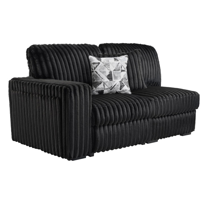 U259 - Corduroy Power Reclining 4 Piece Sectional With 2 Wireless Charger - Black