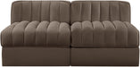 Rummi - Velvet Performance Fabric Upholstered 2 Piece Modular Armless Loveseat - Stylish Home Furniture
