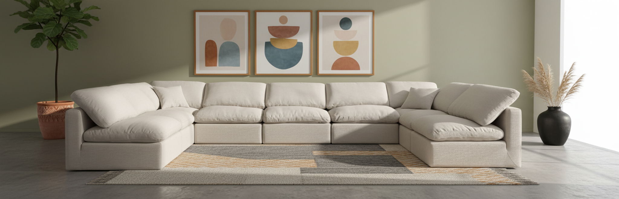 Indulge - Linen 7 Piece Modular U-Shaped Sectional - Stylish Home Furniture