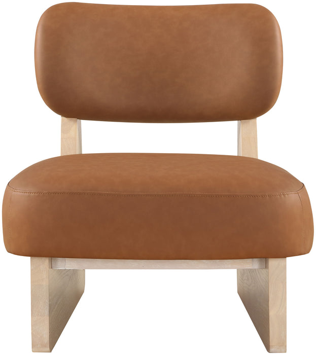 Vetra - Vegan Leather Upholstered Accent Chair With Natural Base - Stylish Home Furniture