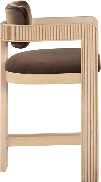 Sacha - Velvet Stool With Natural Base