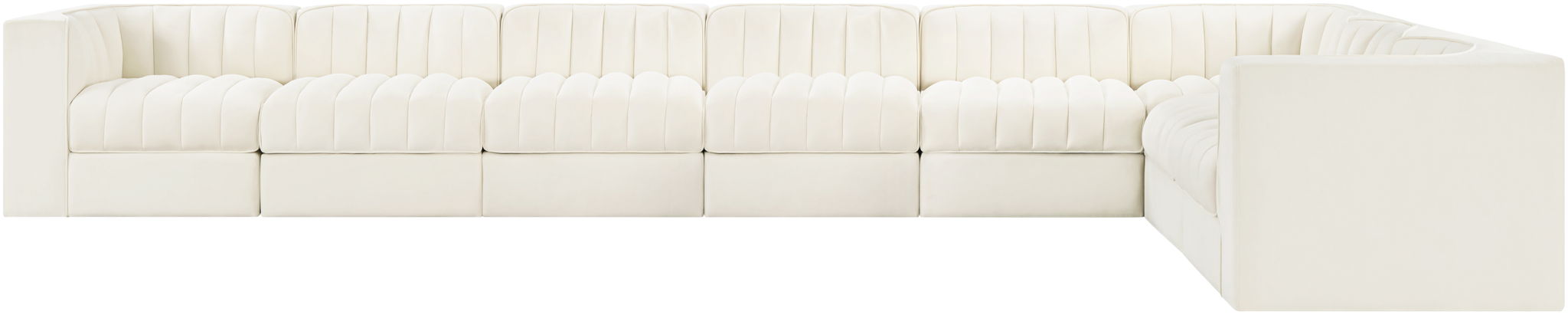 Rummi - Velvet Performance Fabric Upholstered 8 Piece Modular Sectional (With 3 Corner Chairs) - Stylish Home Furniture