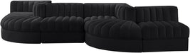 Rummi - Rounded Velvet Performance Fabric Upholstered 6 Piece Modular Sectional - Stylish Home Furniture